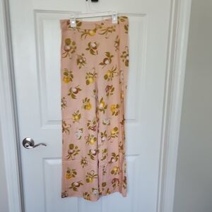 Floral Pink Wide-Leg Pants